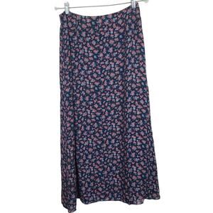 Josephine Chaus Skirt 10 Silk Maxi  Purple Dainty Floral Cottage Core Romantic